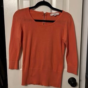 Ann Taylor LOFT Coral Sweater - 3/4 length sleeves - zipper on back - XS